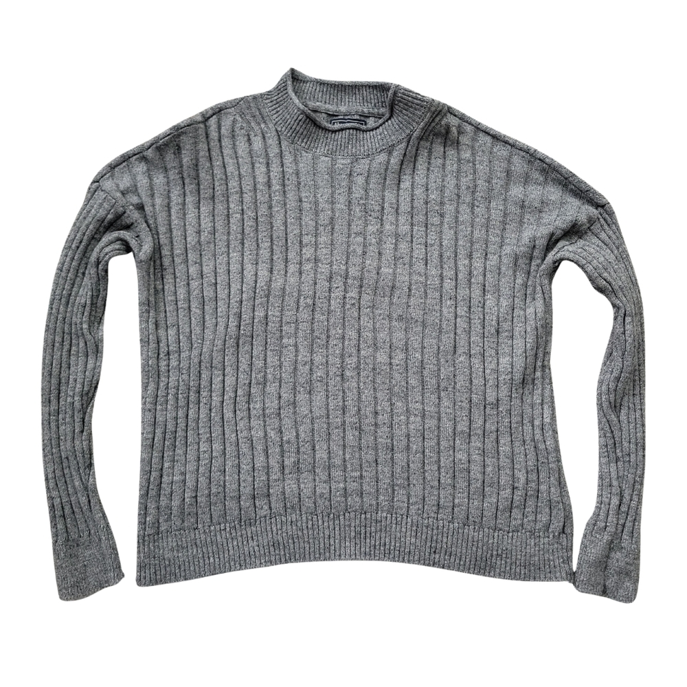 Abercrombie & Fitch Womens M Gray Ribbed Sweater Rollneck Cotton Preppy Classic